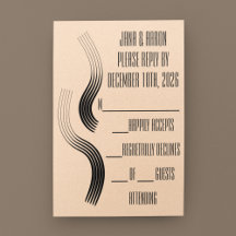 Boda moderno de Streamline negro-sobre-Beige