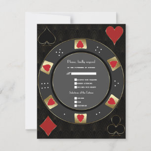 Tarjeta De Confirmación De Asistencia Boda moderno del Casino Vegas Gold Poker Chip