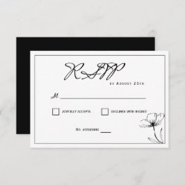 Tarjeta De Confirmación De Asistencia Boda moderno elegante en blanco y negro