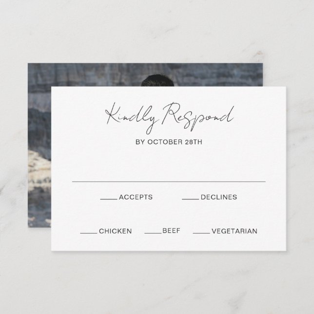 Tarjeta De Confirmación De Asistencia Boda moderno elegante fotográfico (Anverso / Reverso)