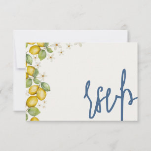 Tarjeta De Confirmación De Asistencia Boda moderno Lemons azul y amarillo