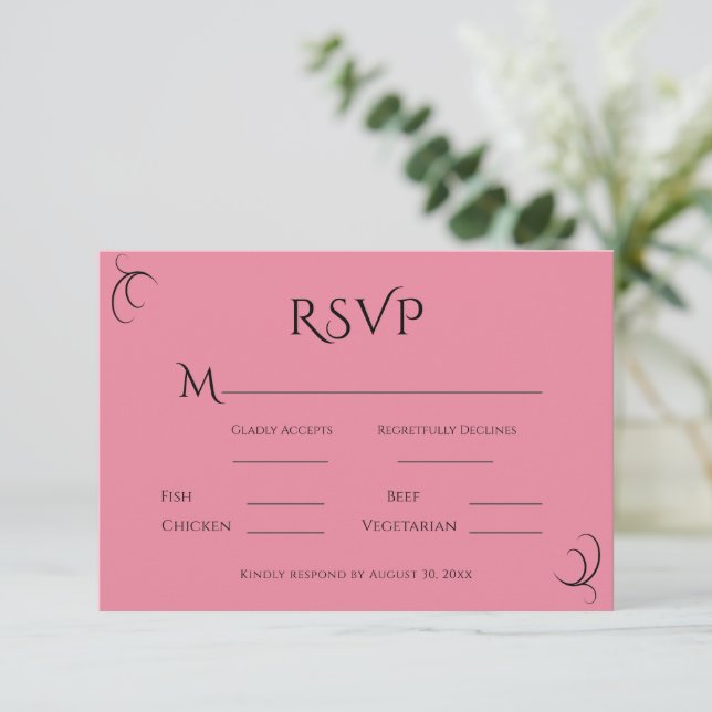 Tarjeta De Confirmación De Asistencia Boda moderno Pink Pastel (Anverso de pie)