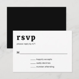 Tarjeta De Confirmación De Asistencia Boda moderno retro de tipo negro y blanco