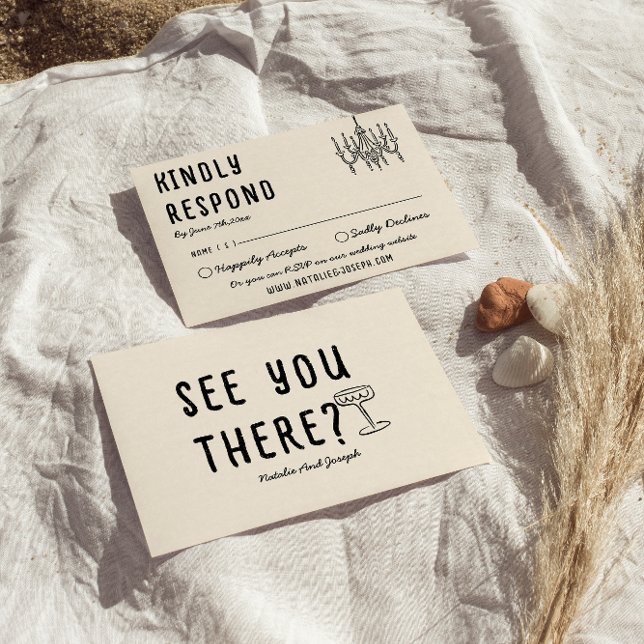 Tarjeta De Confirmación De Asistencia Boda moderno retro drenado negrita quirky (Subido por el creador)