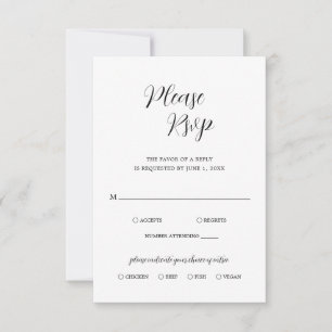 Tarjeta De Confirmación De Asistencia Boda moderno simple y contemporáneo blanco y negro