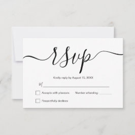 Tarjeta De Confirmación De Asistencia Boda moderno simple y elegante en blanco y negro