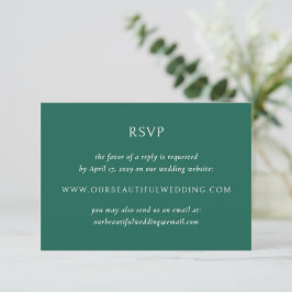 Tarjeta De Confirmación De Asistencia Boda moderno verde esmeralda simple