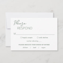 Tarjeta De Confirmación De Asistencia Boda moderno verde sage mínimo