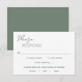 Tarjeta De Confirmación De Asistencia Boda moderno verde sage mínimo