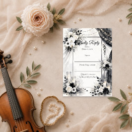 Tarjeta De Confirmación De Asistencia Boda Monocroma Elegante