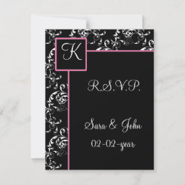 Tarjeta De Confirmación De Asistencia Boda Monogram damask R.S.V.P