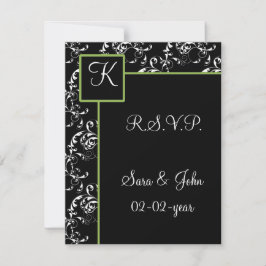 Tarjeta De Confirmación De Asistencia Boda Monogram damask R.S.V.P