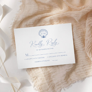Tarjeta De Confirmación De Asistencia Boda Monograma de la cubierta de la playa azul cos
