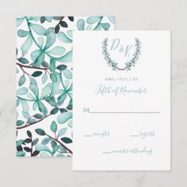 Tarjeta De Confirmación De Asistencia Boda Monograma de Laurel de color de agua