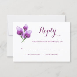 Tarjeta De Confirmación De Asistencia Boda Monograma de Watercolor Púrpura Calla Lily