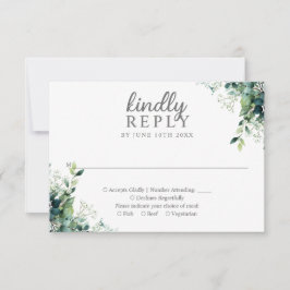 Tarjeta De Confirmación De Asistencia Boda Monograma Floral de Vegetación de Eucalipto R