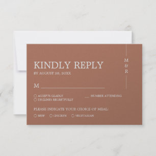 Tarjeta De Confirmación De Asistencia Boda Monograma moderno Terracotta Boho