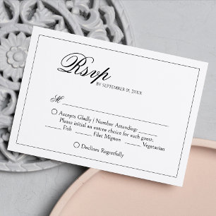 Tarjeta De Confirmación De Asistencia Boda monograma Wreath Elegante