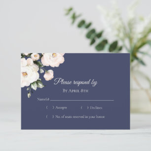 Tarjeta De Confirmación De Asistencia Boda morado elegante de rosas blancas