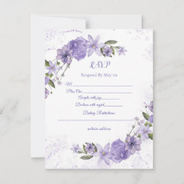 Tarjeta De Confirmación De Asistencia Boda morado floral