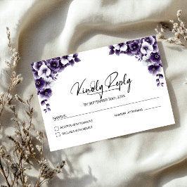Tarjeta De Confirmación De Asistencia Boda morado floral