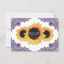 Tarjeta De Confirmación De Asistencia Boda morado y girasol