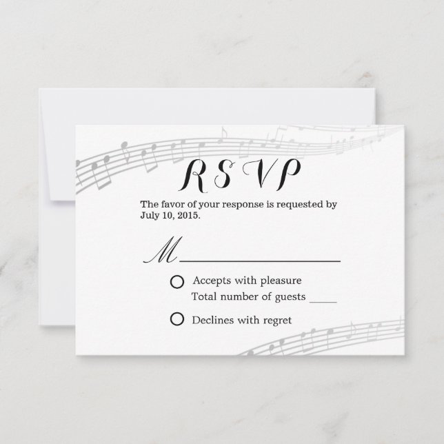 Tarjeta De Confirmación De Asistencia Boda musical SVP simple y elegante (Anverso)