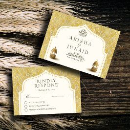 Tarjeta De Confirmación De Asistencia Boda musulmana de Royal Golden Damask