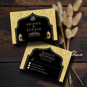 Tarjeta De Confirmación De Asistencia Boda musulmana de Royal Golden Damask