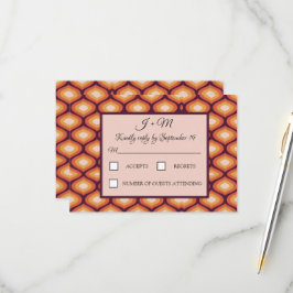 Tarjeta De Confirmación De Asistencia Boda Naranja de Retro Groovy 70