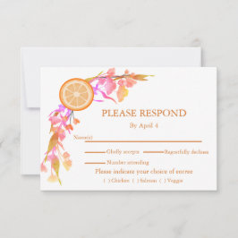 Tarjeta De Confirmación De Asistencia Boda naranja Fruit Yellow Flowers