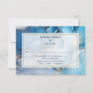 Tarjeta De Confirmación De Asistencia Boda Náutica de Monograma Azul Marino y Dorado