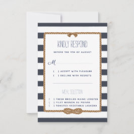 Tarjeta De Confirmación De Asistencia Boda Nautical Naval & White Watercolor Event