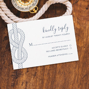 Tarjeta De Confirmación De Asistencia Boda Nautical Rope Knot