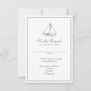 Tarjeta De Confirmación De Asistencia Boda Nautical Sailboat