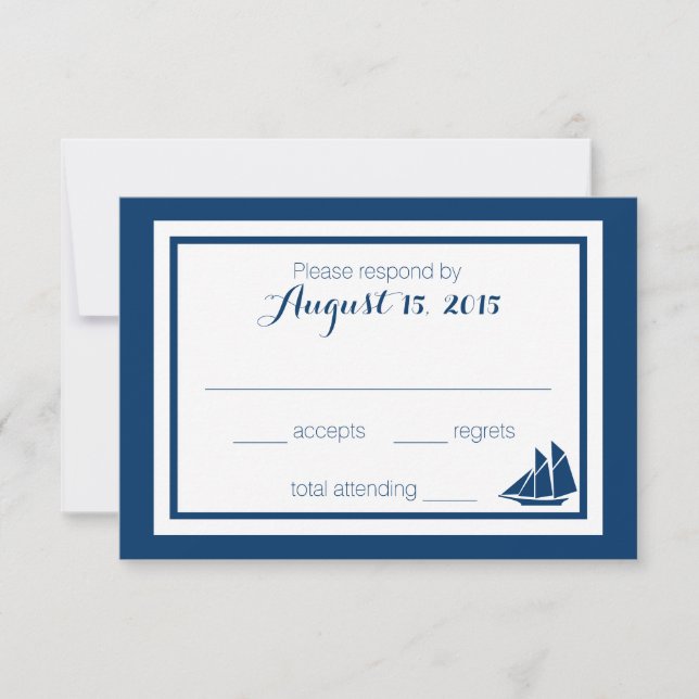 Tarjeta De Confirmación De Asistencia Boda Nautical Sailboat (Anverso)