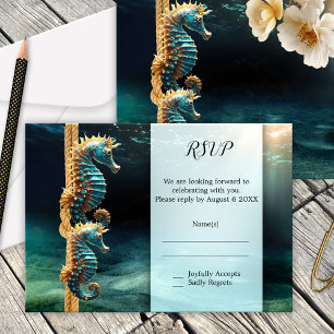 Tarjeta De Confirmación De Asistencia Boda nautical Seahorse