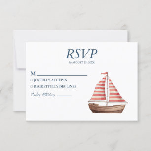 Tarjeta De Confirmación De Asistencia Boda náutico Nautical Ship Sailing Yachate