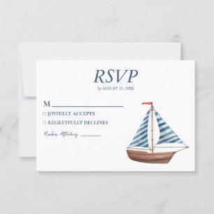 Tarjeta De Confirmación De Asistencia Boda náutico Nautical Ship Sailing Yachate