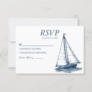 Tarjeta De Confirmación De Asistencia Boda náutico Nautical Ship Sailing Yachate