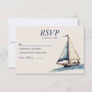 Tarjeta De Confirmación De Asistencia Boda náutico Nautical Ship Sailing Yachate