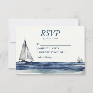 Tarjeta De Confirmación De Asistencia Boda náutico Nautical Ship Sailing Yachate