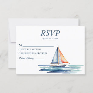 Tarjeta De Confirmación De Asistencia Boda náutico Nautical Ship Sailing Yachate