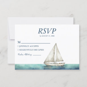 Tarjeta De Confirmación De Asistencia Boda náutico Nautical Ship Sailing Yachate