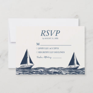 Tarjeta De Confirmación De Asistencia Boda náutico Nautical Ship Sailing Yachate
