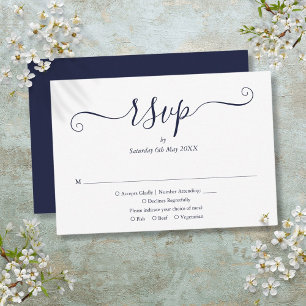 Tarjeta De Confirmación De Asistencia Boda Navy Blue Elegant Script