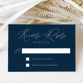 Tarjeta De Confirmación De Asistencia Boda Navy Modern Elegance