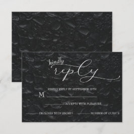 Tarjeta De Confirmación De Asistencia Boda Negro & Blanco Elegante Simple 