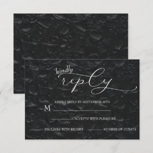 Tarjeta De Confirmación De Asistencia Boda Negro & Blanco Elegante Simple