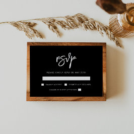 Tarjeta De Confirmación De Asistencia Boda negro contemporáneo